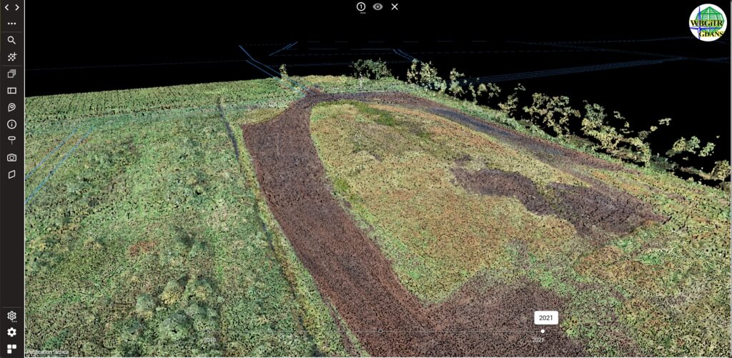 Chmura punktów pozyskana z drona.